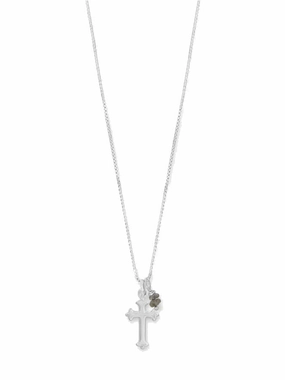 Fashion highlight Contemporary Style Cross Necklace with Birthstone Charm Sterling Silver