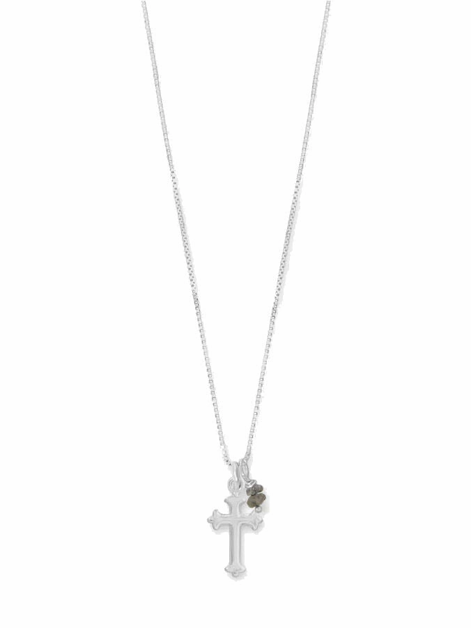 Fashion highlight Contemporary Style Cross Necklace with Birthstone Charm Sterling Silver