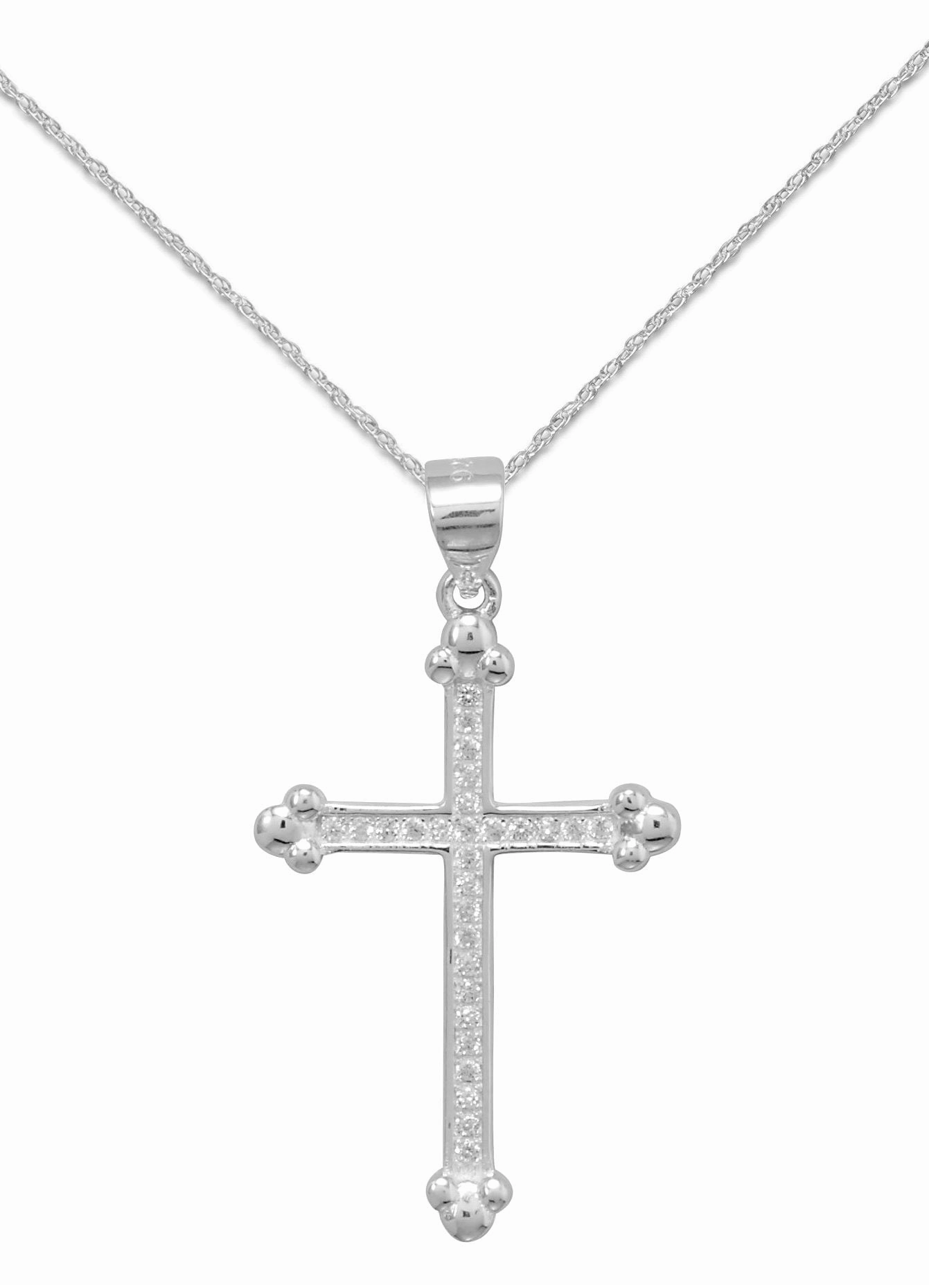 Urban Highlight Creative Mind Cross Necklace with Fleuree and Cubic Zirconia Stones - Nontarnish
