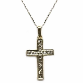 Cross Pendant with Yellow Gold Bond Diamond-cut 1.5mm Width French Rope Chain Necklace 20 inches Timeless Trend Special Accent