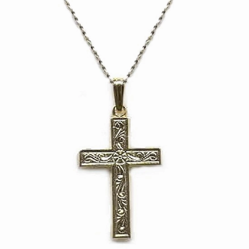 Cross Pendant with Yellow Gold Bond Diamond-cut 1.5mm Width French Rope Chain Necklace 20 inches Timeless Trend Special Accent