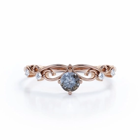 Crown 0.85 Ct Round Salt and Pepper Diamond Engagement Ring Comfort Fit Economical Product