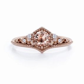 Crown 1.25 ct Round Morganite Engagement Ring Creative Edge Minimal Proportion