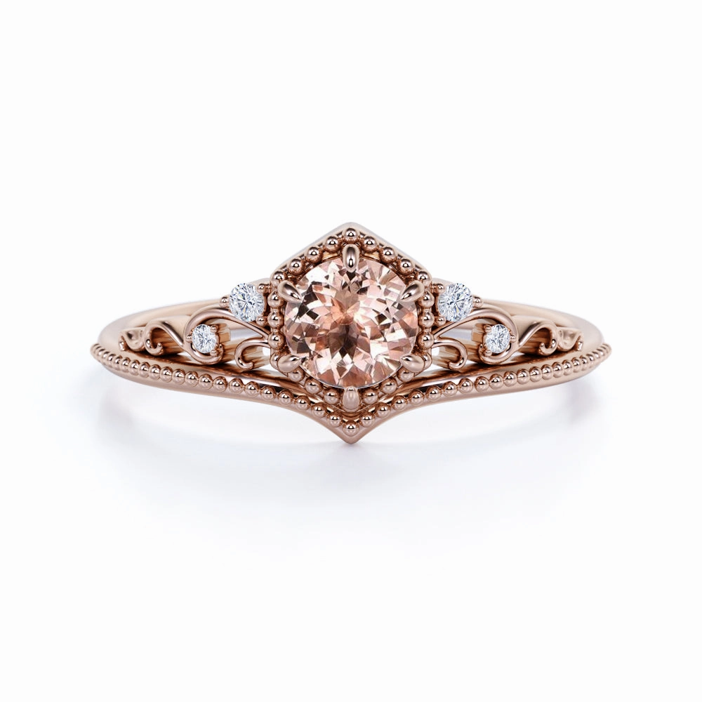 Crown 1.25 ct Round Morganite Engagement Ring Creative Edge Minimal Proportion