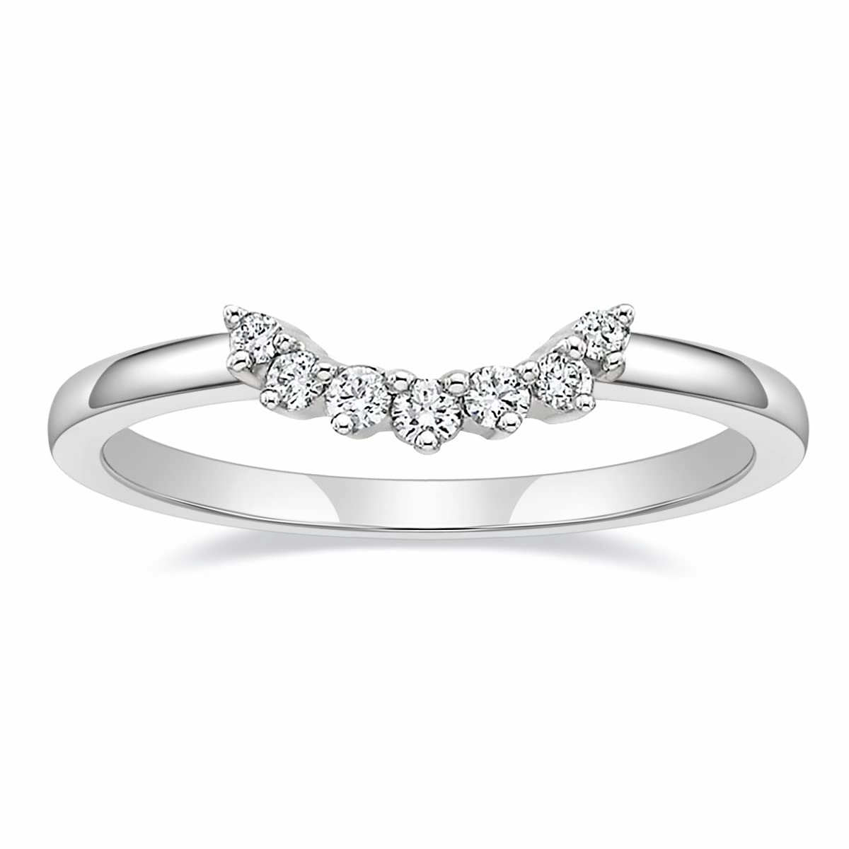 Hypoallergenic Object Unique Creation Crown and Round Cut Stackable CZ Curved Engagement Rings