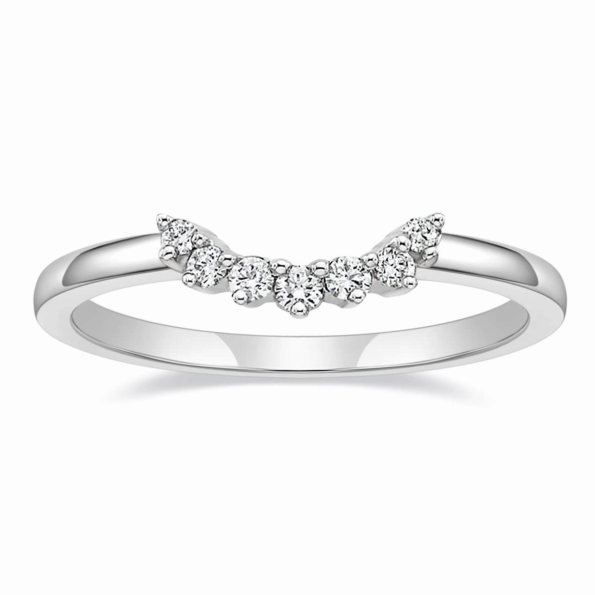 Crown and Round Cut Stackable CZ Curved Engagement Rings Future Use