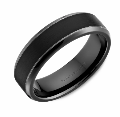 Inspired Accent Wedding accessory CrownRing Classic 6.5mm Wedding Ring in 14K Black Gold