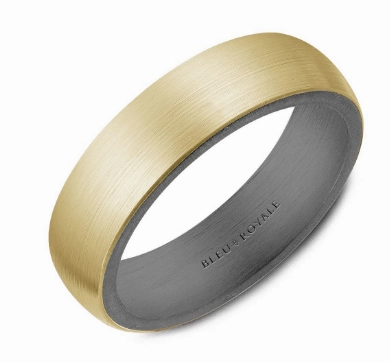 Artisan Piece Bridesmaid Gift CrownRing Classic 6mm Wedding Ring in 14K Yellow/Gray Tantalum/Gold