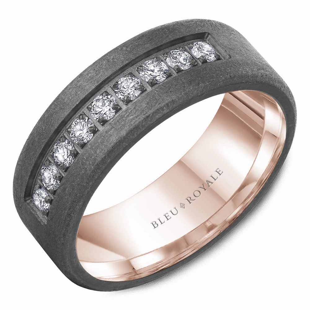 CrownRing Half Anniversary Wedding Ring in 14K Rose Gold/Tantalum  (0.45ctw) Party Vibe