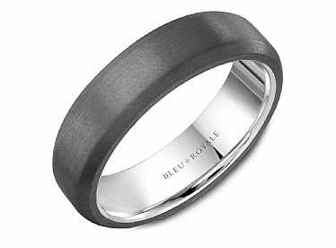 CrownRing Textured 6mm Wedding Ring in 14K White Gold/Tantalum Luxury Flow