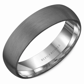 Starry Night Smooth Surface CrownRing Textured 6mm Wedding Ring in 14K White Gold/Tantalum
