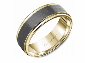 CrownRing Textured 7.5mm Wedding Ring in 14K Yellow Gold/Tantalum Shiny Glam Contemporary Craft