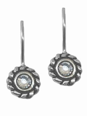 Crystal Sterling Silver Earrings with Rope Design Pearlescent Ornament Pretty Accessory