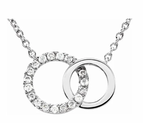 Gift For Him Polished Form Bremer Jewelry 14K White Gold Diamond Interlocking Circle Necklace (0.06ctw)