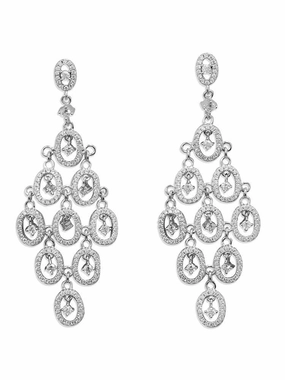 Cubic Zirconia Chandelier Earrings Rhodium on Sterling Silver Safe Embellishment