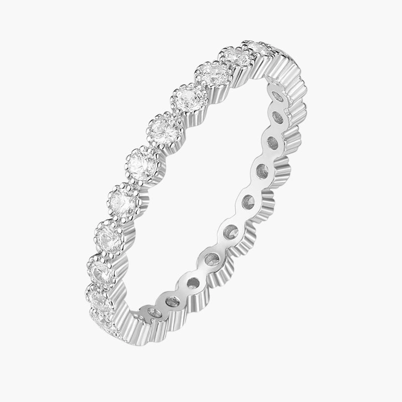 Cubic Zirconia Full Eternity Stackable Band Ring Minimal Geometry