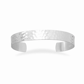 Cuff Bracelet Hammered Sterling Silver 9.5mm Wide Go-To Pick