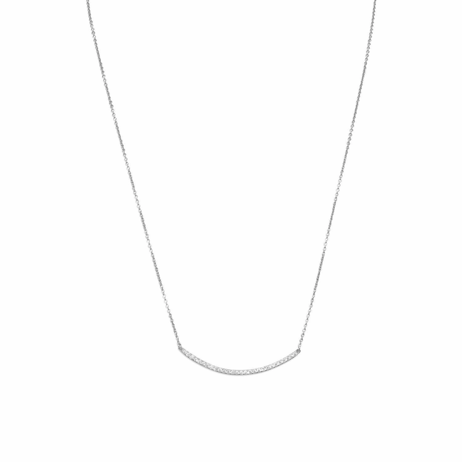 Exquisite Present Traditional Adornment Curved Bar Necklace with Cubic Zirconia Adjustable Length Nontarnish
