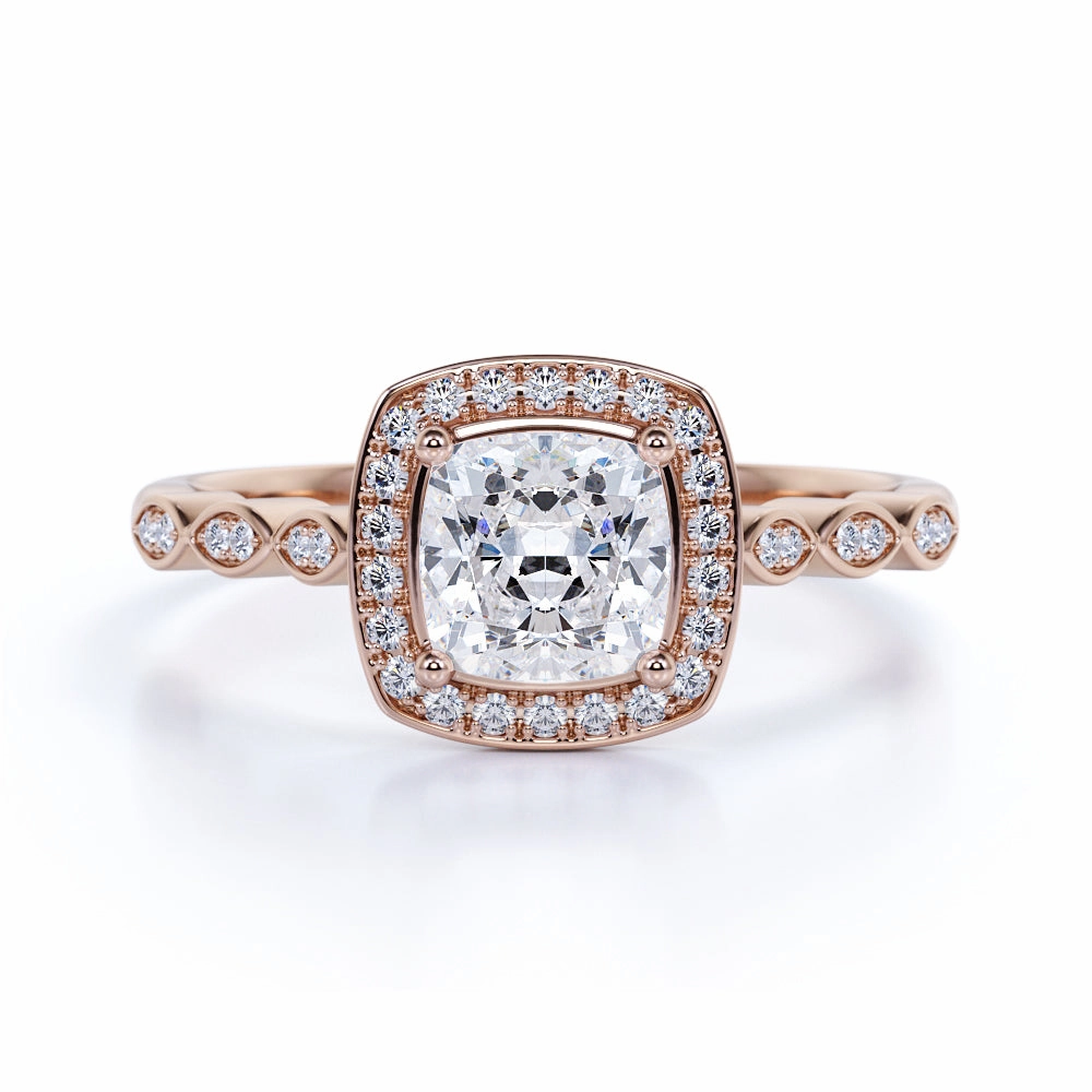 Delicate Gift Art Deco 1 Ct Cushion Cut Diamond Engagement Ring