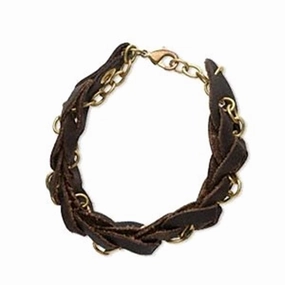 Braided Leather Bracelet with Chain 8 inches Men Women 21mm Width Now Trending