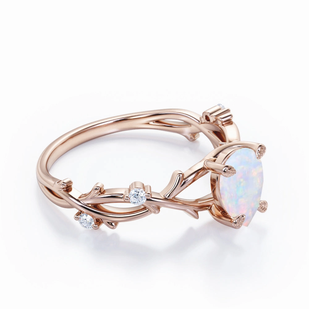 Low-Cost Decoration Vintage Trinket 1.10 Ct Pear Cut Lab Created Opal Floral Engagement Ring