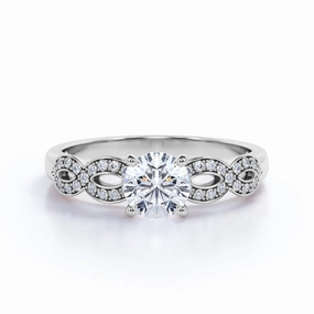 Mainstream Appeal Classic Twist 1 CT TDW Round Cut Diamond Pave Engagement Rings for Women