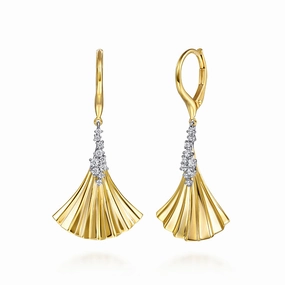 Vivid Edge 14K White and Yellow Gold Diamond and Diamond-Cut Leverback Drop Earrings
