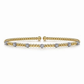 Shiny Craft 14K White-Yellow Gold Bujukan Diamond Stations Bangle