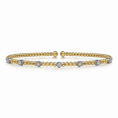 Shiny Craft 14K White-Yellow Gold Bujukan Diamond Stations Bangle