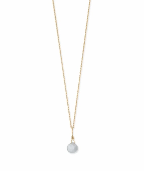 Business casual 14k Yellow Gold Birthstone Necklace with Aquamarine - March