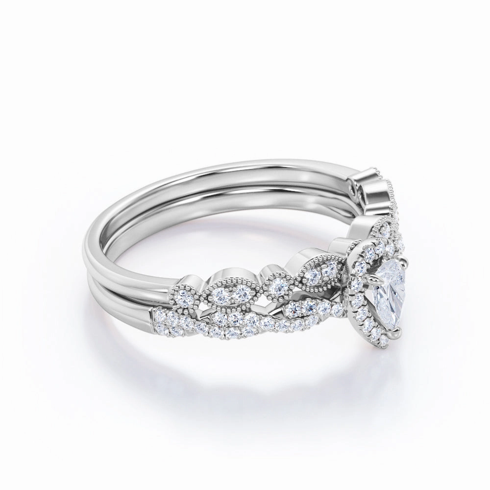 1 Ct Pear Cut Diamond Infinity Bridal Set exquisite design Mother??s Day