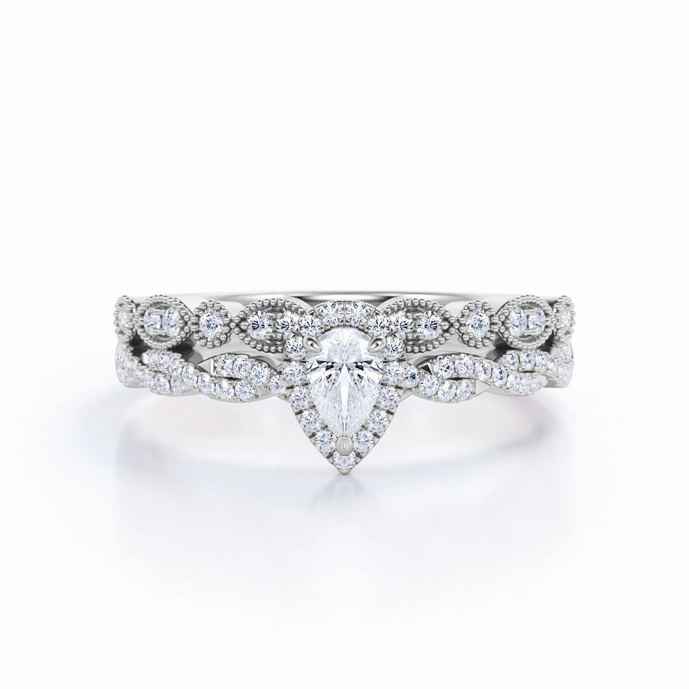 1 Ct Pear Cut Diamond Infinity Bridal Set Refined Simplicity