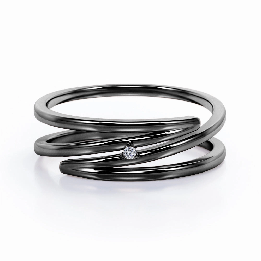 Lustrous Shine 0.05 TCW Round Shape - Solitaire Spiral Stackable Ring