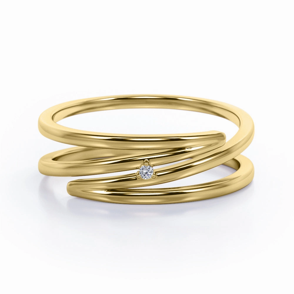 0.05 TCW Round Shape - Solitaire Spiral Stackable Ring Sparkling look