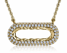 Silken Touch Smooth Curve A. JAFFE Iconic Quilted 14K Yellow Gold Round Shape Diamonds Necklace (.375ctw)