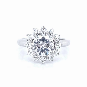 Styled Set Modern Accessory Bremer Jewelry Round Halo Diamond Engagement Ring Setting in 14K White Gold (.68ctw)