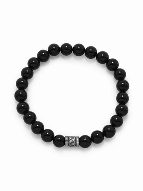 Ongoing Fusions AzureBella Jewelry Black Bead Stretch Bracelet with 8mm Beads Mens Womens