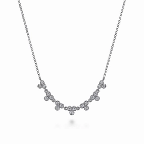 Sweet Detail 14K White Gold Diamond Droplet Link Necklace