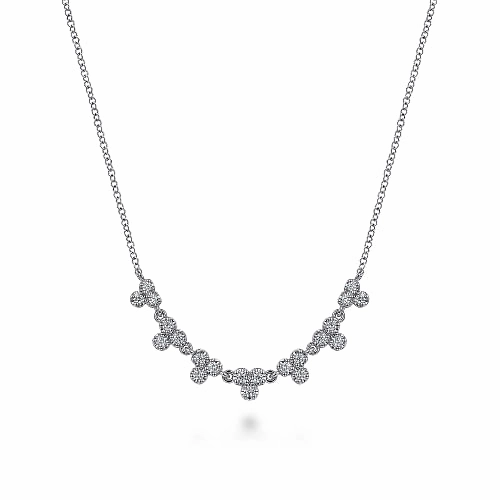 Sweet Detail 14K White Gold Diamond Droplet Link Necklace