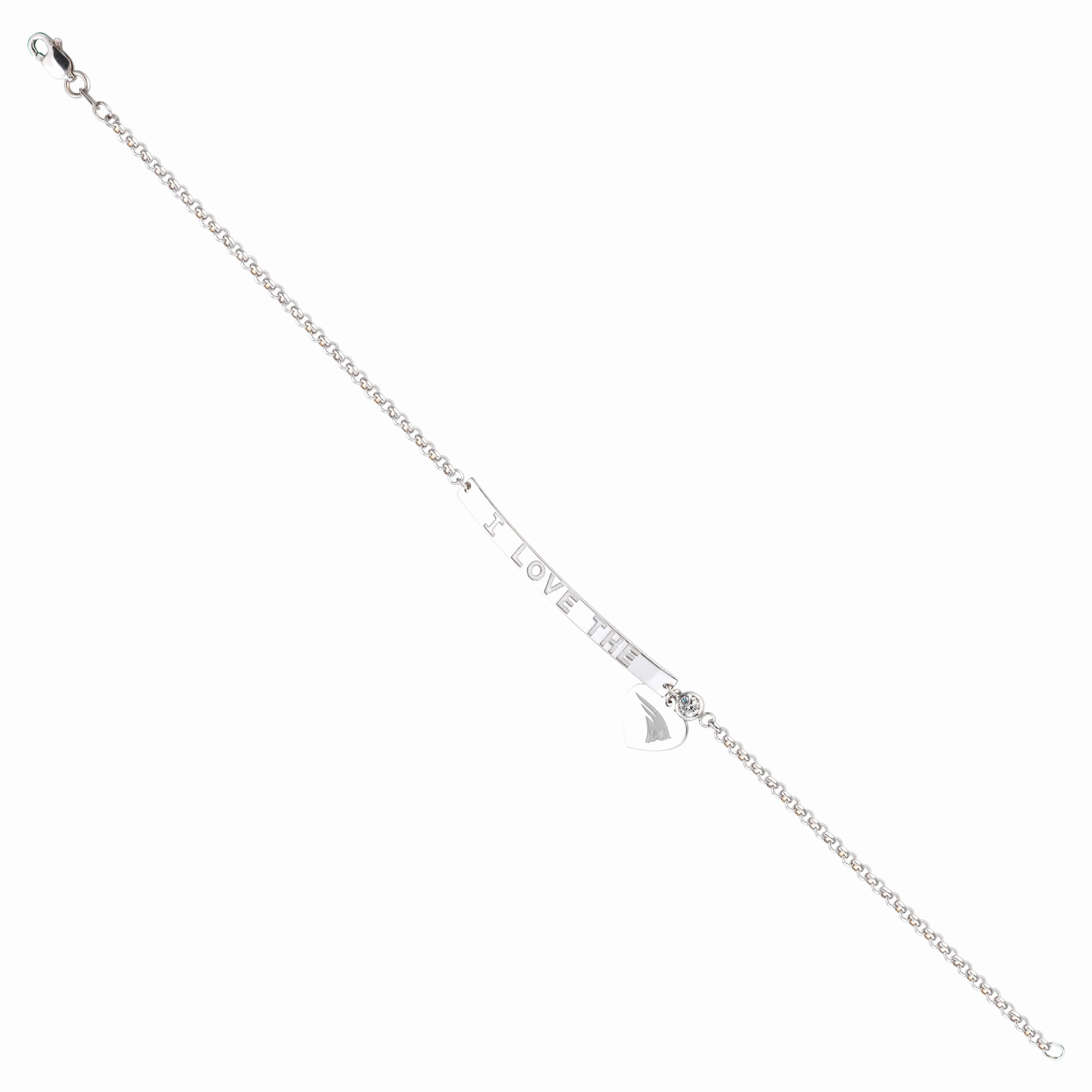 New-Age Classic I Love New England Patriots Licensed NFL Bracelet Bar and Logo Heart Charm