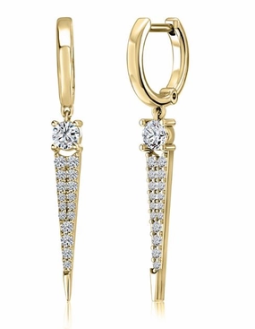 A. JAFFE Round Dangle Diamond Earrings in 14K Yellow Gold (.68ctw) Dainty Shine