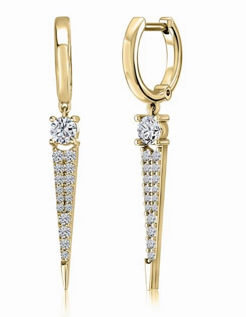 A. JAFFE Round Dangle Diamond Earrings in 14K Yellow Gold (.68ctw) Dainty Shine