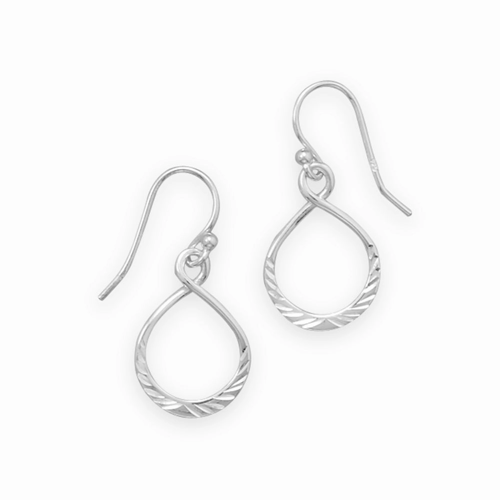 Figure Eight Diamond-cut Dangle Drop Earrings Sterling Silver Brilliant Appearance Handsome Accent