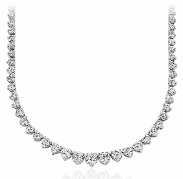 Bold Lines Trend Setting Bremer Jewelry Round Shape Diamond 18K White Gold Riviera Necklace (6.82ctw)