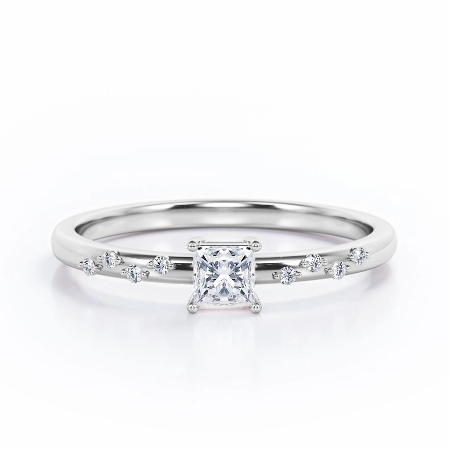 Stylish Mark Dainty 0.50 Ct Princess Cut Diamond Engagement Ring