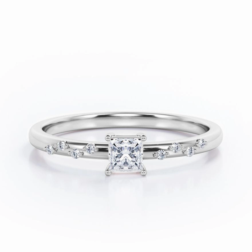 Dainty 0.50 Ct Princess Cut Diamond Engagement Ring Fine Gift