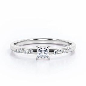 Dainty 0.50 Ct Princess Cut Diamond Engagement Ring Contemporary Sign Transparent Item