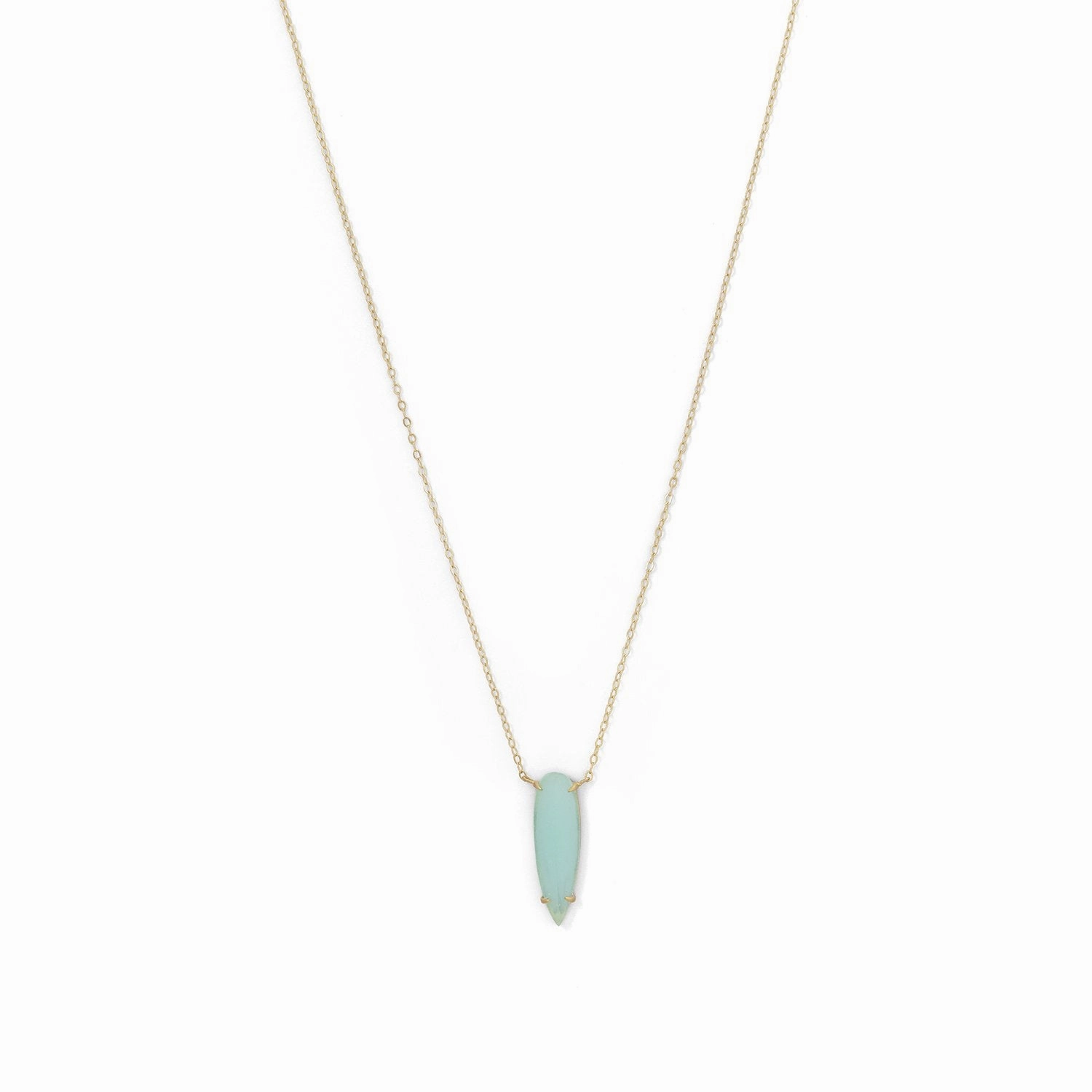 Gold-plated Sterling Silver Green Glass Drop Pendant Necklace Polished Accent Matching Adornment