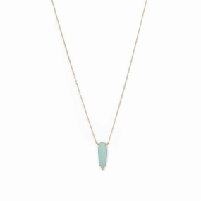 Gold-plated Sterling Silver Green Glass Drop Pendant Necklace Polished Accent Matching Adornment