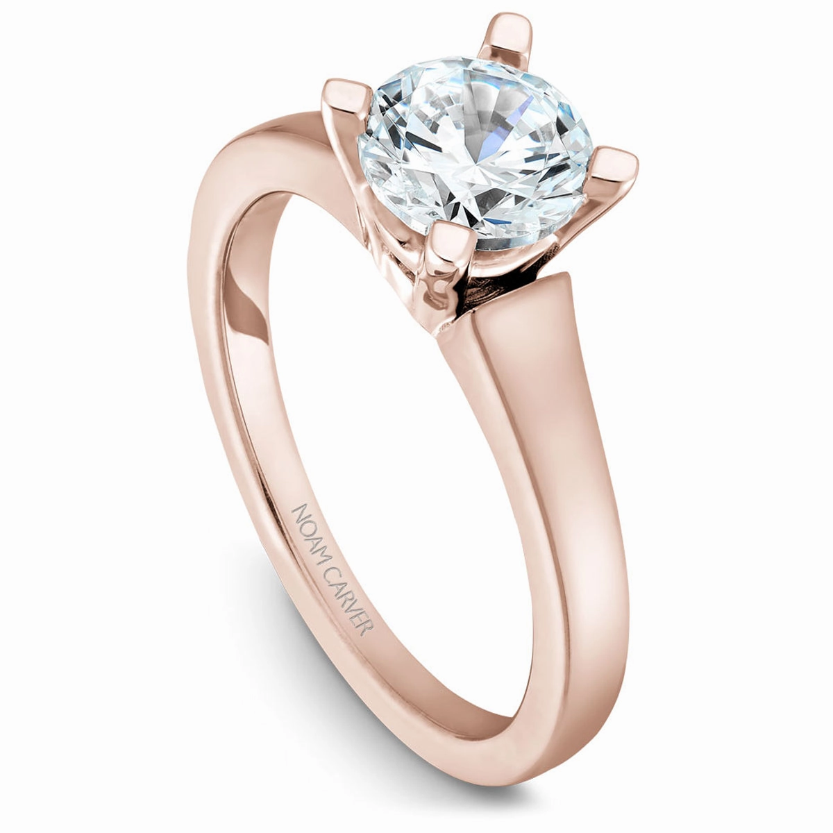 Noam Carver Solitaire Engagement Ring Setting in Rose Gold Sparkle Mood